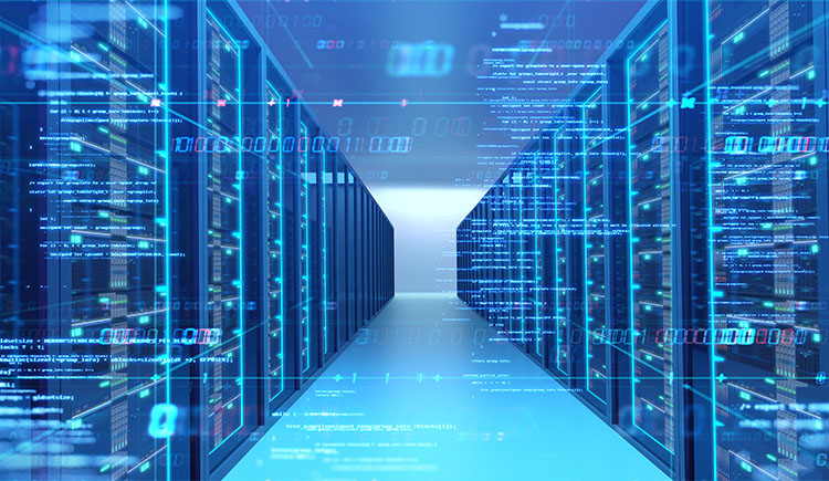 3D illustration of server room in data center full of telecommunication equipment,concept of big data storage and  cloud 
computing technology.